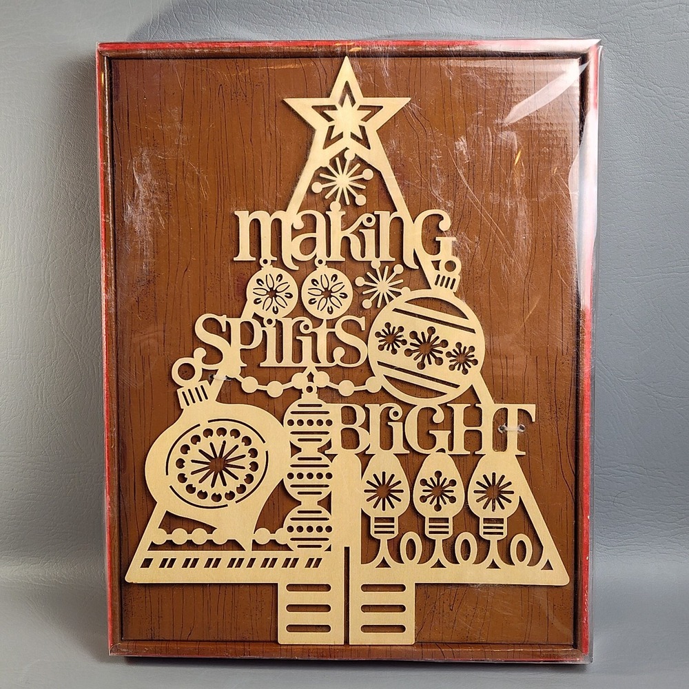 Hallmark Wooden Wood‎ Christmas Tree Making Spirits Brand Laser Cut New In Box